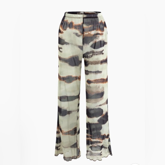 Zara Pants - Zara High Waisted Tie Dye Tulle Print Mesh Straight Leg Pants Sz L